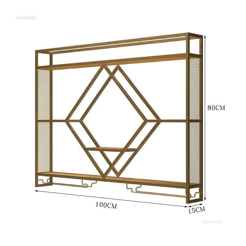 Prateleiras de parede de metal com rack de vinho, suporte de armazenamento de garrafas de licor para cozinha, sala de jantar ou decoração de bar doméstico