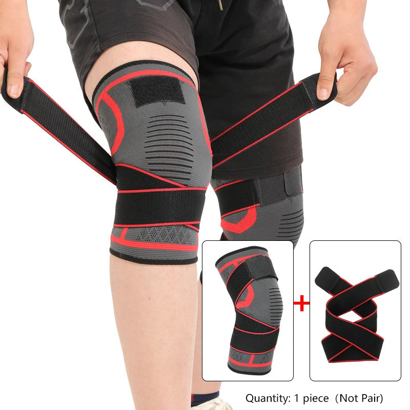 Joelheira de 1 peça, joelheira esportiva de nylon, corrida, fitness, levantamento de peso, ciclismo, basquete, ao ar livre, compressão de articulação do joelho