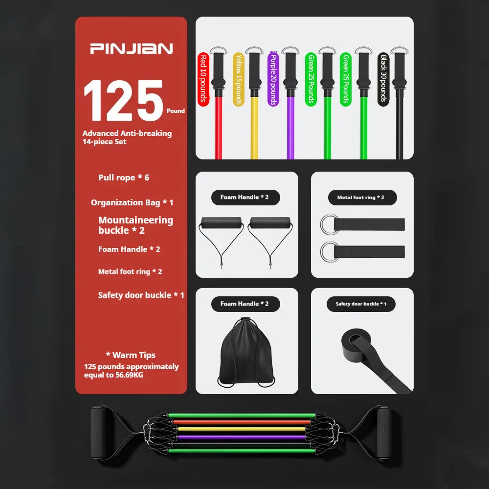 Conjunto de faixas de resistência para musculação, tensor multifuncional, cinto de treinamento muscular, faixas elásticas, equipamento fitness portátil