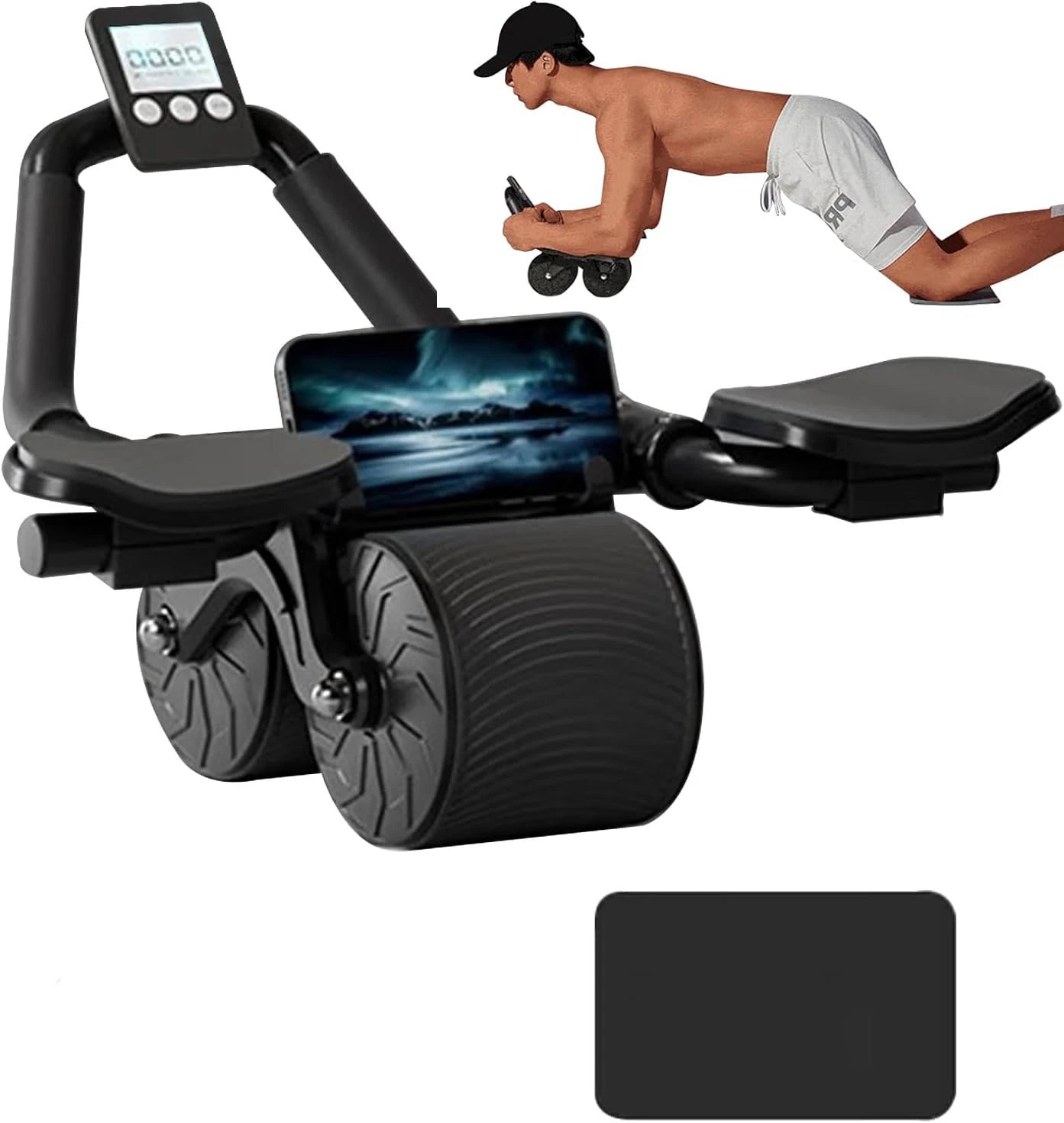 Suporte de cotovelo rebote automático roda abdominal núcleo muscular ab trainer com contador exibição fitness exercício rolo roda