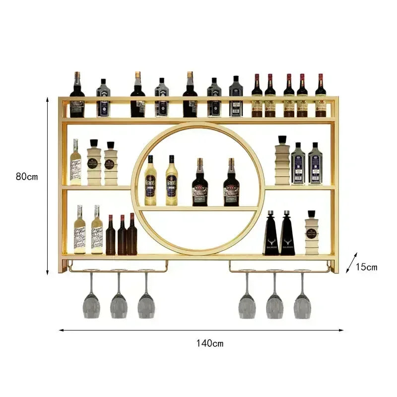 Balcão de barra de ferro, rack de vinho, armário de vinho montado na parede, barra montada na parede, restaurante de vinho tinto, armário de exibição de garrafa montado na parede