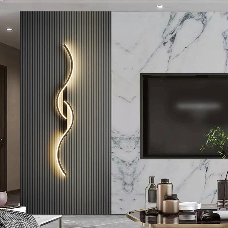 Moderna lâmpada de parede led minimalista luz led quarto cabeceira longa tira arandelas sala estar sofá casa luminária interior