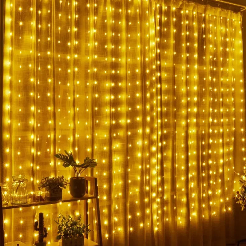 Feriado led cortina de luz corda usb alimentado 8 modos natal ano novo festa luzes casa casamento aniversário decoração do quarto estética
