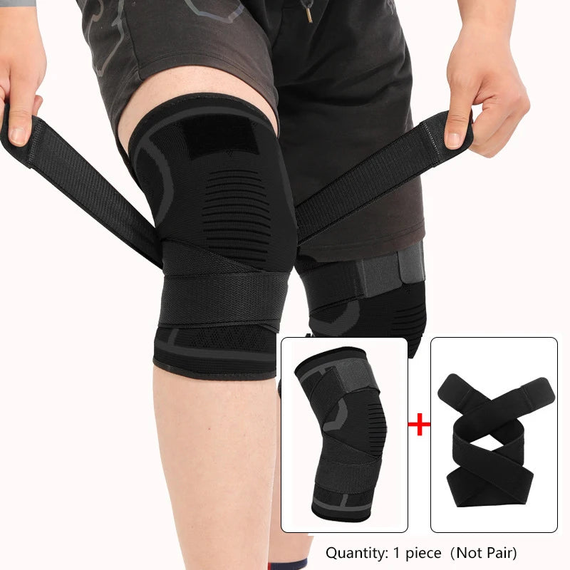 Joelheira de 1 peça, joelheira esportiva de nylon, corrida, fitness, levantamento de peso, ciclismo, basquete, ao ar livre, compressão de articulação do joelho