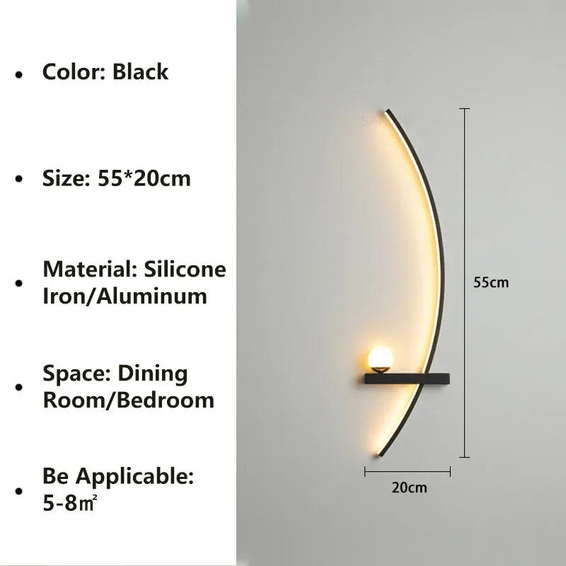 Nordic led lâmpada de parede listras arandela para o quarto cabeceira sala estar estudo escadas decoração casa luminária interior lustre