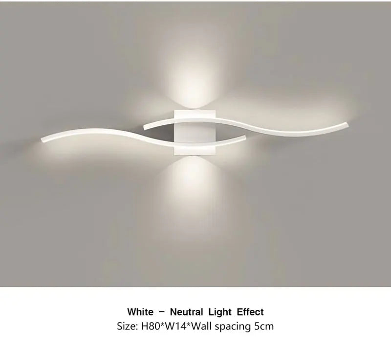 Luzes de parede LED internas para quarto, lâmpadas de parede LED para cima e baixo, luminárias para fundo do sofá, iluminação interior, preto
