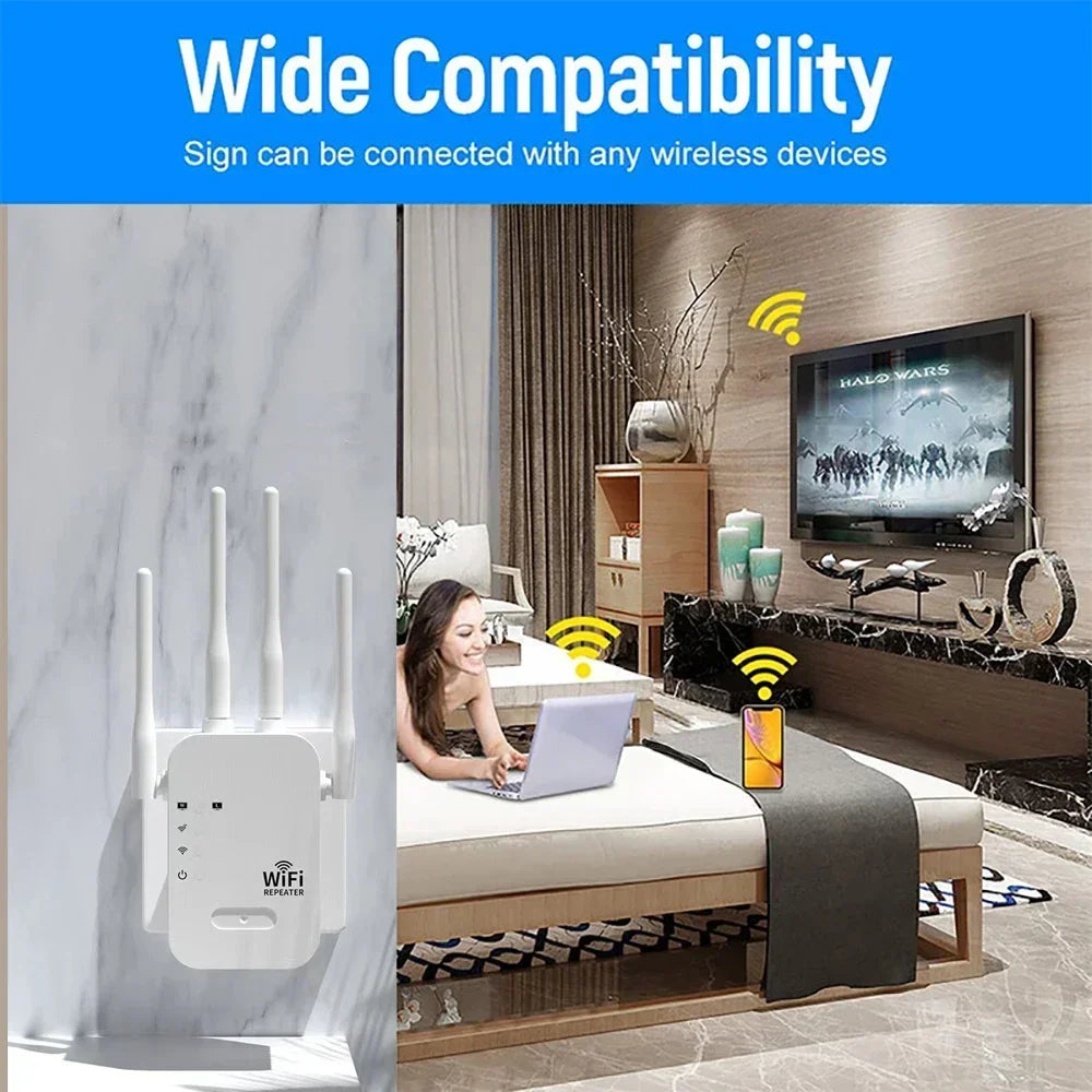 Novo repetidor wi-fi de 1200mbps, extensor sem fio, impulsionador wi-fi 5g, 2.4g, amplificador de rede de banda dupla, sinal de longo alcance, roteador wi-fi para casa