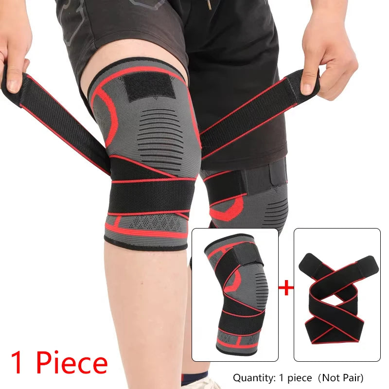 Joelheira de 1 peça, joelheira esportiva de nylon, corrida, fitness, levantamento de peso, ciclismo, basquete, ao ar livre, compressão de articulação do joelho