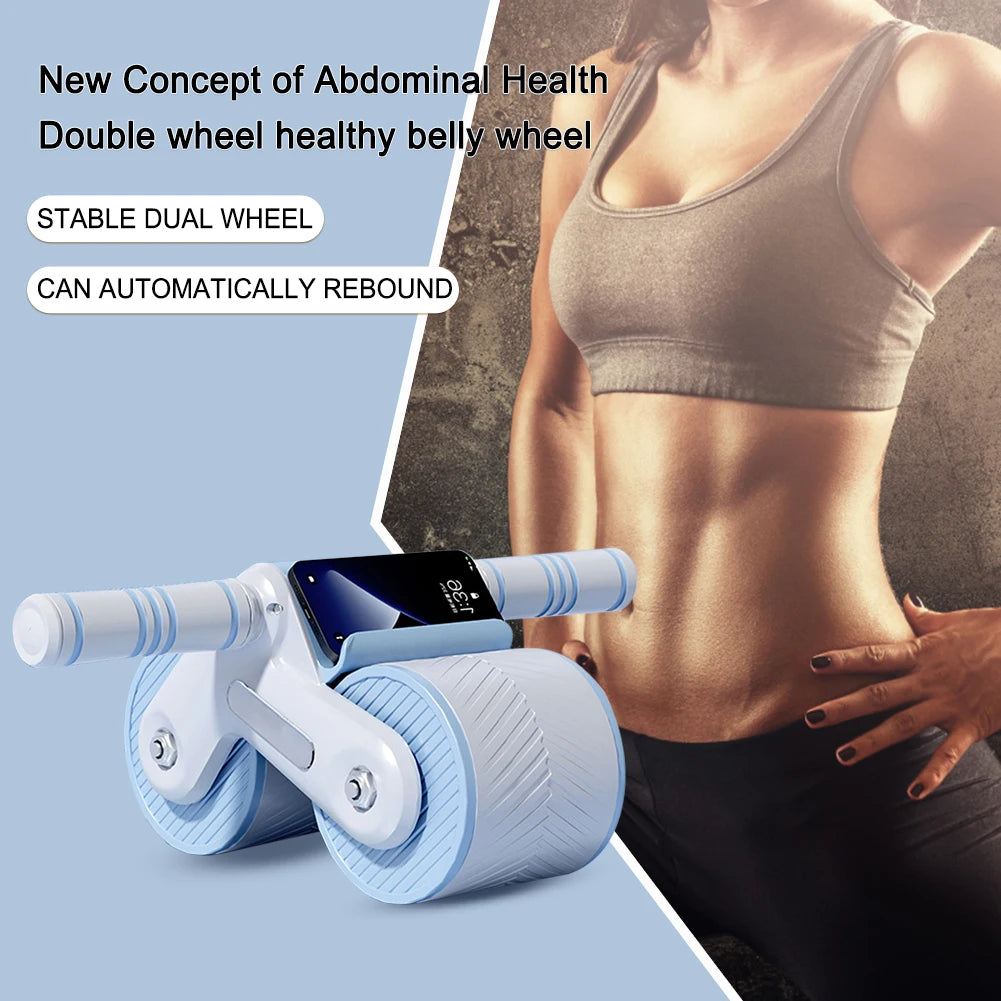 Exercício de roda abdominal para treinamento de musculação, design de roda dupla, roda abdominal Fitness, rebote automático, antiderrapante