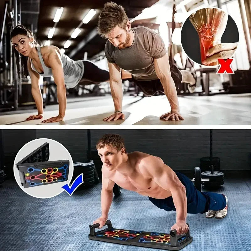 Placa de push-up multifuncional portátil-dispositivo de treinamento de fitness e muscular conjunto de treino em casa dobrável barra de push up resistência