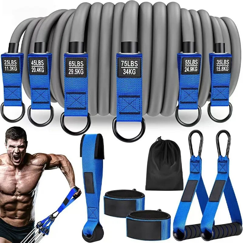 Correia de resistência com alça: usada para treinamento muscular, construção de força, modelagem corporal, ioga, equipamentos de ginástica em casa - natural