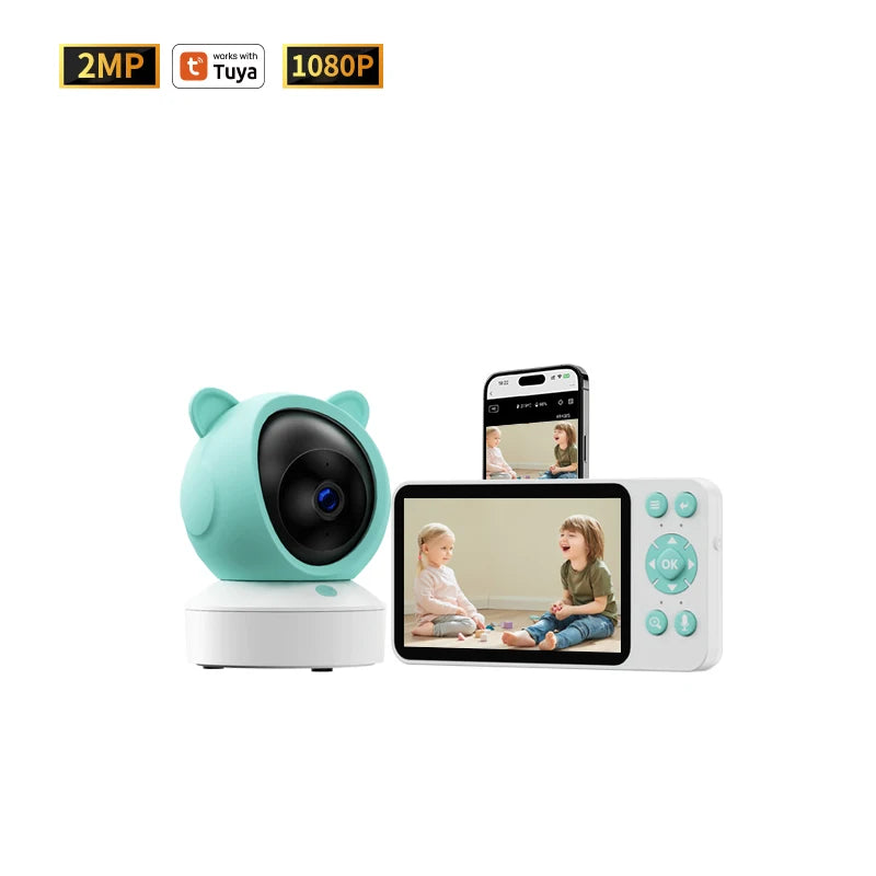 Danmini 2.4g monitor do bebê ptz móvel tuya app controle remoto 5 ''display hd 1080p câmera intercomunicador bidirecional visão noturna babyphone