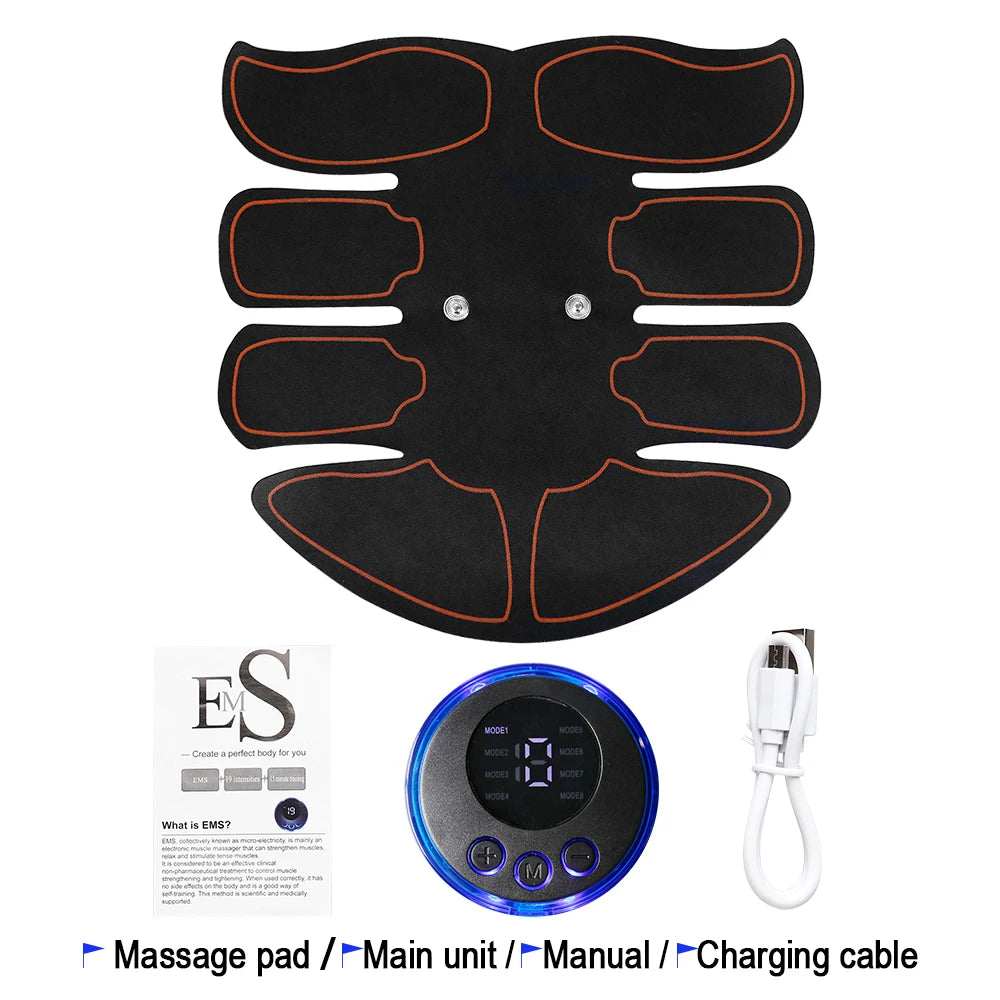 Inteligente sem fio 19 engrenagens ems estimulador muscular treinador abdominal para casa emagrecimento fitness quadris braços abdômen abs máquina de massagem