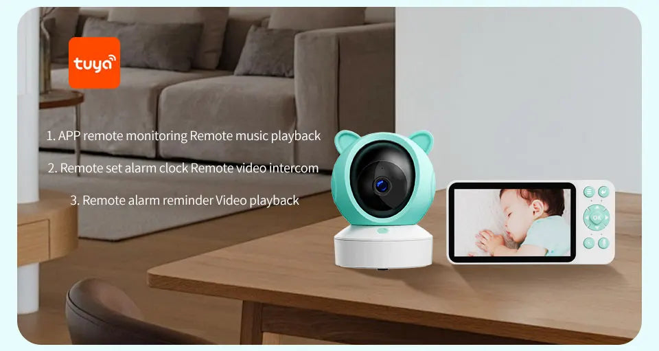 Danmini 2.4g monitor do bebê ptz móvel tuya app controle remoto 5 ''display hd 1080p câmera intercomunicador bidirecional visão noturna babyphone