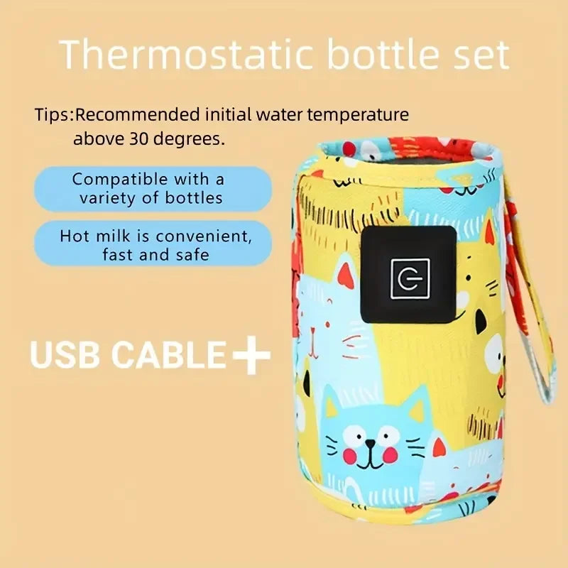 Aquecedor de água de leite USB, bolsa isolada para carrinho de viagem, aquecedor de mamadeira de enfermagem, aquecedor de alimentação de mamadeira portátil, Natal, Hallowee