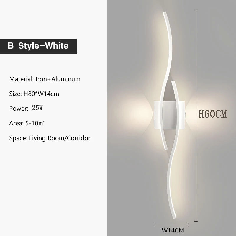 Luzes de parede LED internas para quarto, lâmpadas de parede LED para cima e baixo, luminárias para fundo do sofá, iluminação interior, preto