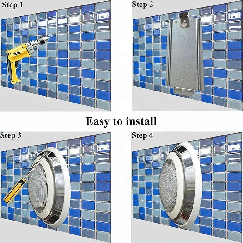 Aço inoxidável led piscina luz ip68 à prova dip68 água 12v ao ar livre rgb luz subaquática lagoa led piscina luz lâmpadas submersíveis