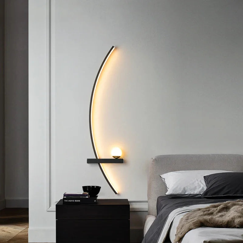 Nordic led lâmpada de parede listras arandela para o quarto cabeceira sala estar estudo escadas decoração casa luminária interior lustre