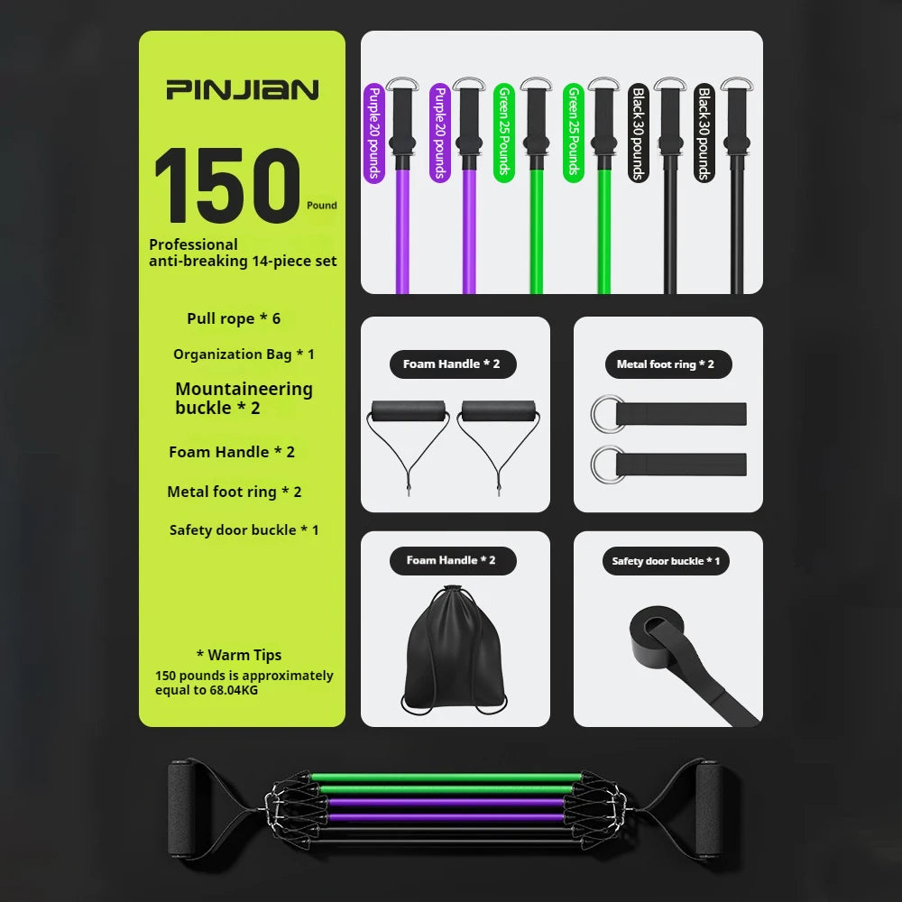 Conjunto de faixas de resistência para musculação, tensor multifuncional, cinto de treinamento muscular, faixas elásticas, equipamento fitness portátil