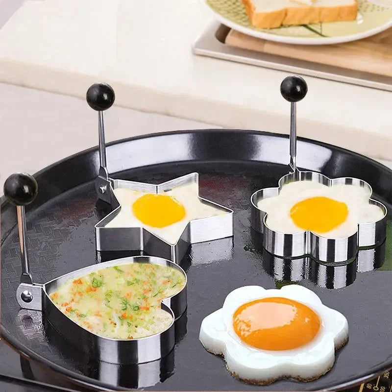 Molde De Ovo Frito De Aço Inoxidável, Fabricante De Panquecas De Coração, Cozimento Ao Pequeno Almoço, Anéis De Omelete, Cozinhar Ferramentas, Acessórios De Cozinha, Gadget, Novo