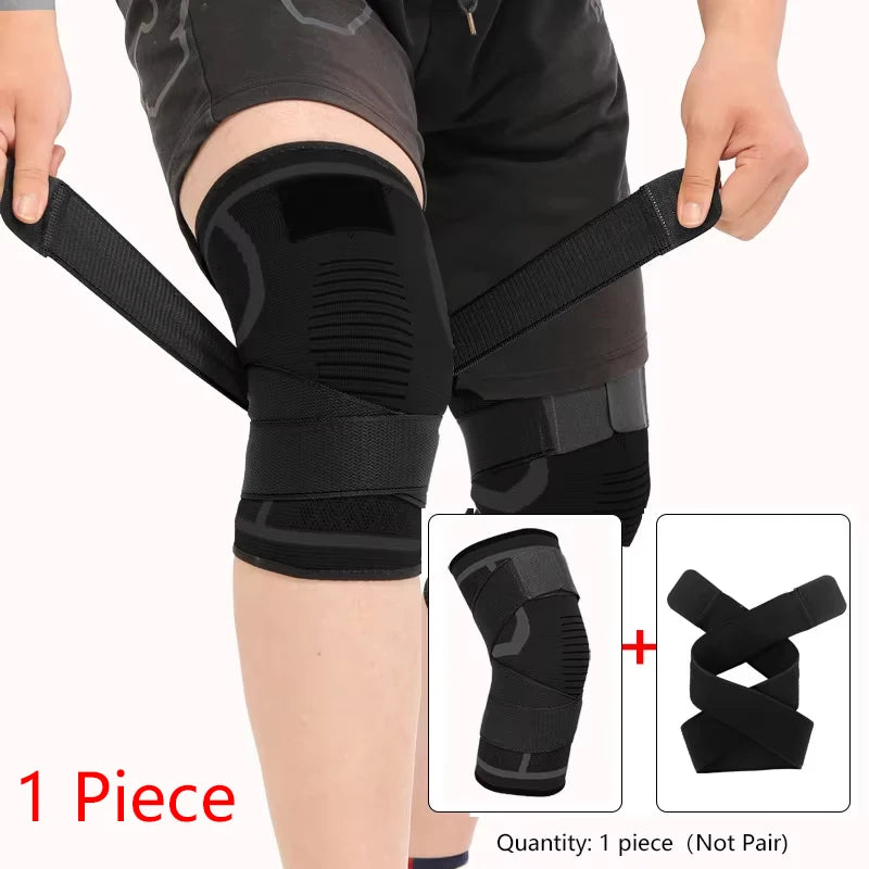 Joelheira de 1 peça, joelheira esportiva de nylon, corrida, fitness, levantamento de peso, ciclismo, basquete, ao ar livre, compressão de articulação do joelho
