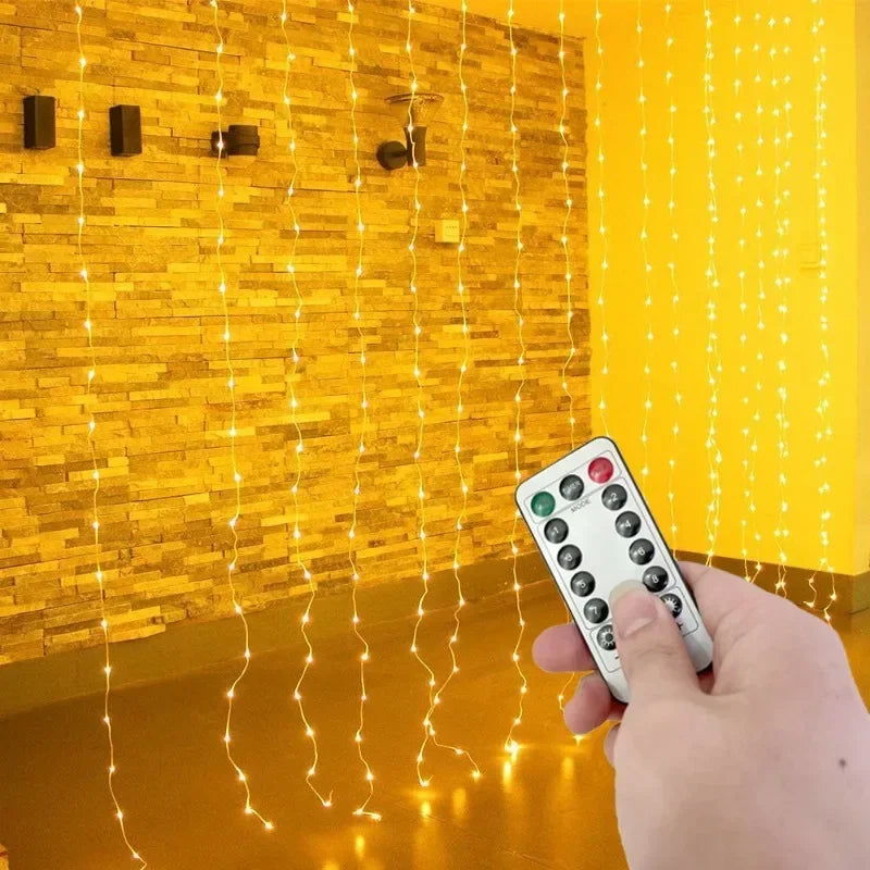Feriado led cortina de luz corda usb alimentado 8 modos natal ano novo festa luzes casa casamento aniversário decoração do quarto estética