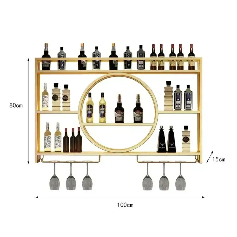 Balcão de barra de ferro, rack de vinho, armário de vinho montado na parede, barra montada na parede, restaurante de vinho tinto, armário de exibição de garrafa montado na parede