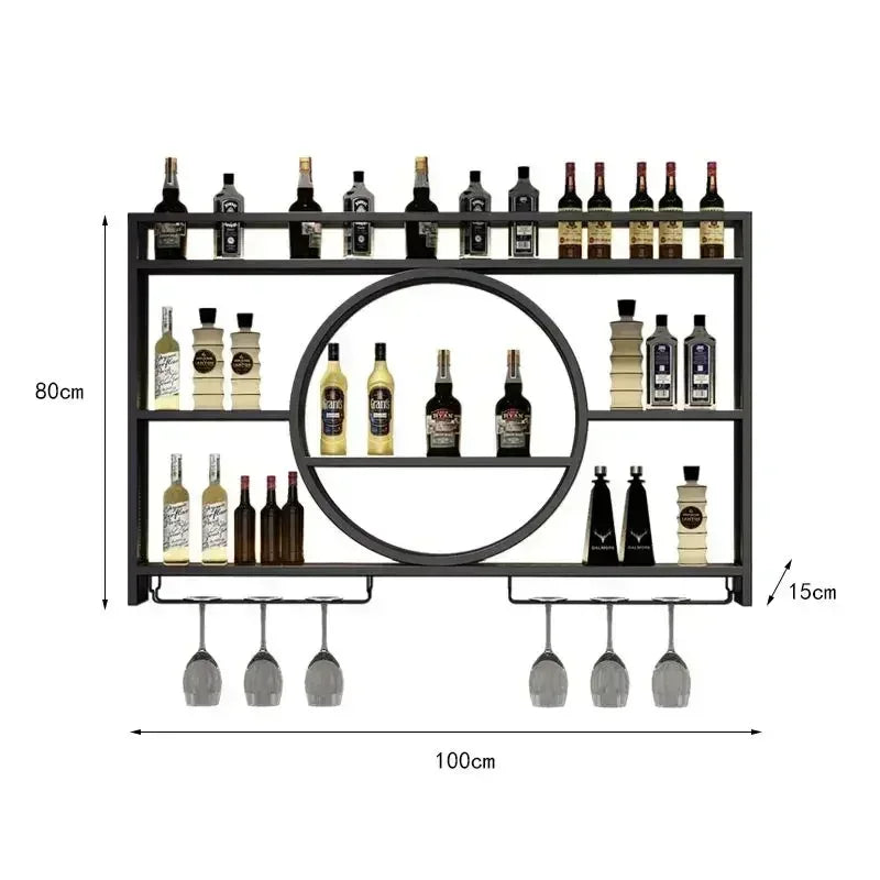 Balcão de barra de ferro, rack de vinho, armário de vinho montado na parede, barra montada na parede, restaurante de vinho tinto, armário de exibição de garrafa montado na parede