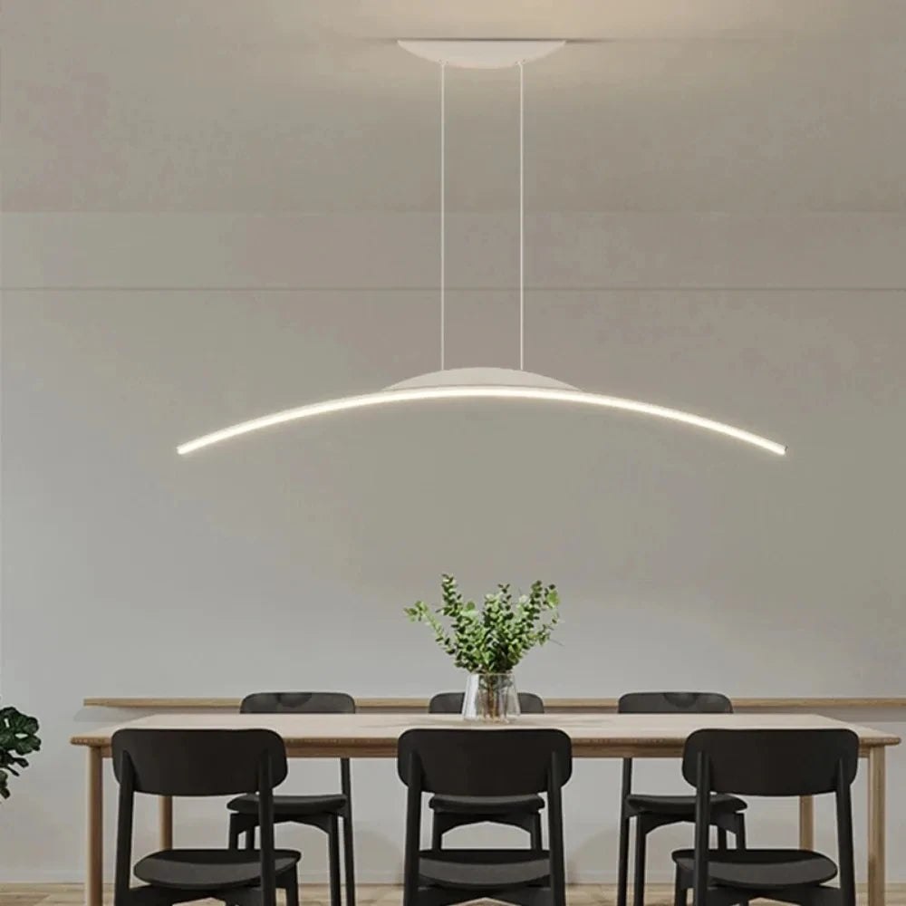Lustre moderno de led para sala de jantar, cozinha, bar, sala de estar, quarto, luminária pendente de teto, design simples, preto
