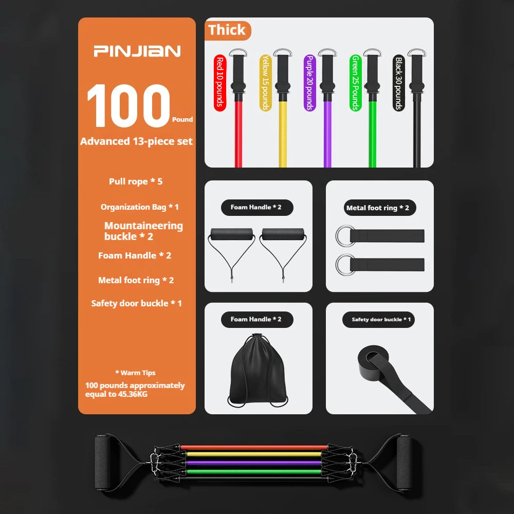 Conjunto de faixas de resistência para musculação, tensor multifuncional, cinto de treinamento muscular, faixas elásticas, equipamento fitness portátil