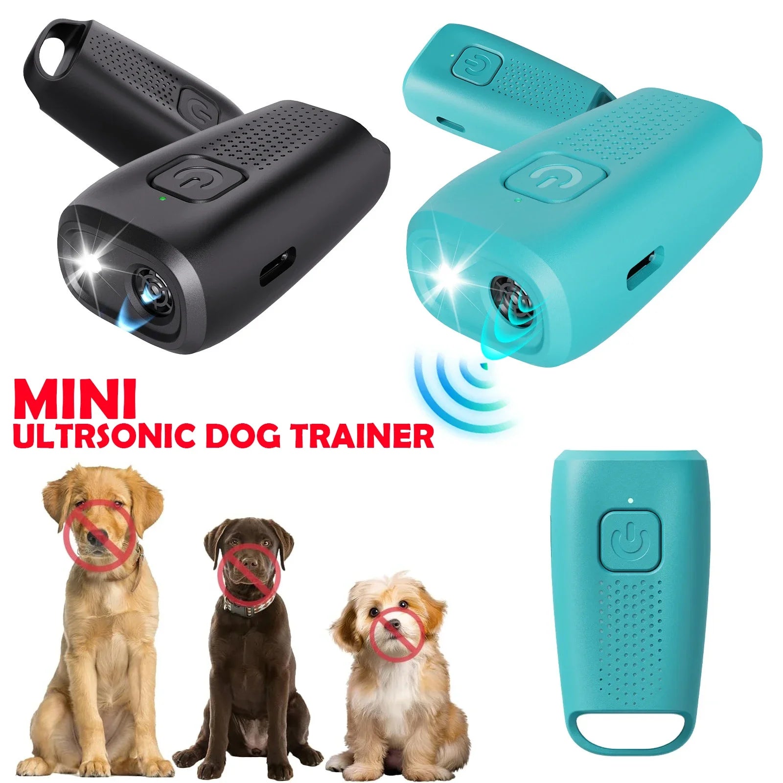 MINI ULTRSONIC DOG TRAINER Repelente de cães Repelente ultrassônico de cães com LED eficaz para cães Dispositivo de treinamento anti-latidos