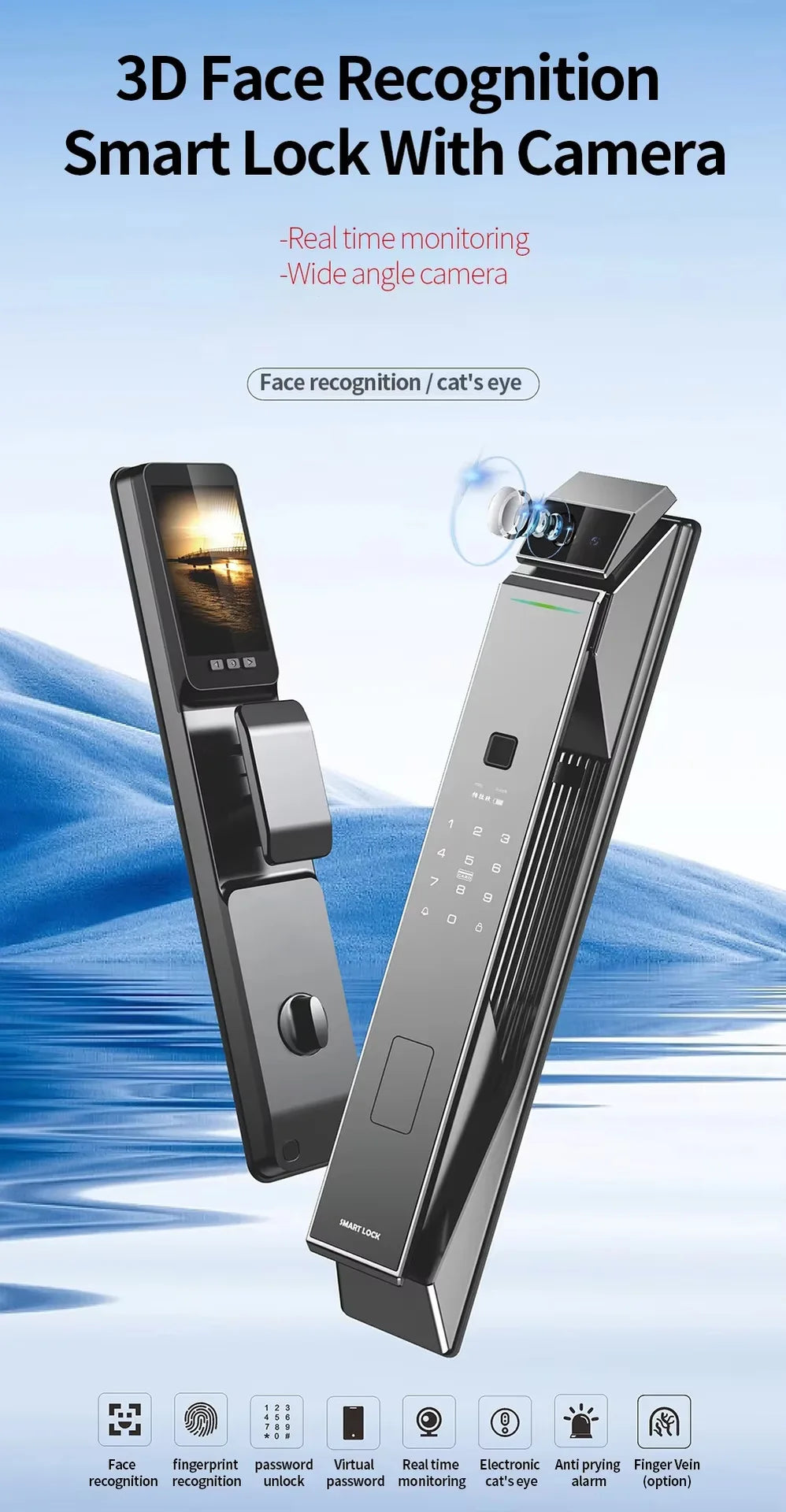 Fechadura inteligente com impressão digital, fechadura para porta de entrada sem chave, fechadura inteligente para porta frontal com código - fechadura inteligente com controle por aplicativo