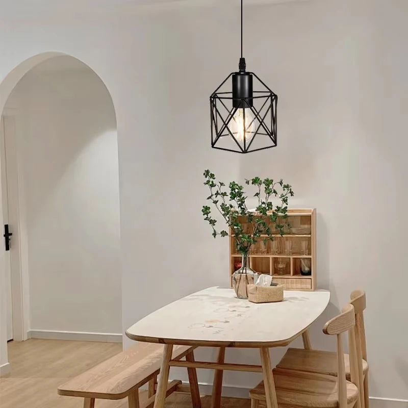 Lâmpada de teto industrial vintage preta de 3 luzes – luminária pendente semi-embutida ajustável para sala de jantar/sala de estar