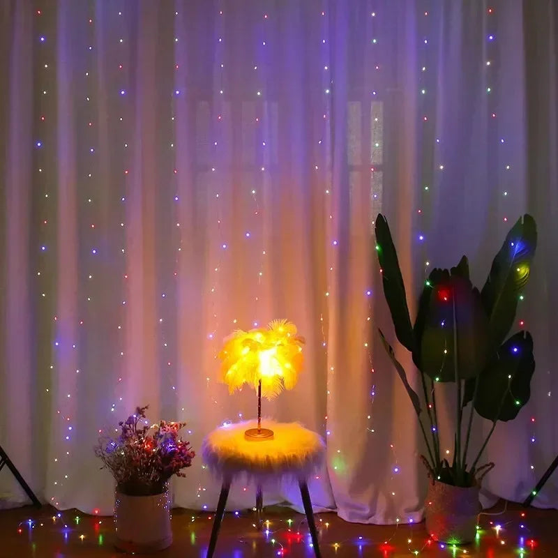 Feriado led cortina de luz corda usb alimentado 8 modos natal ano novo festa luzes casa casamento aniversário decoração do quarto estética