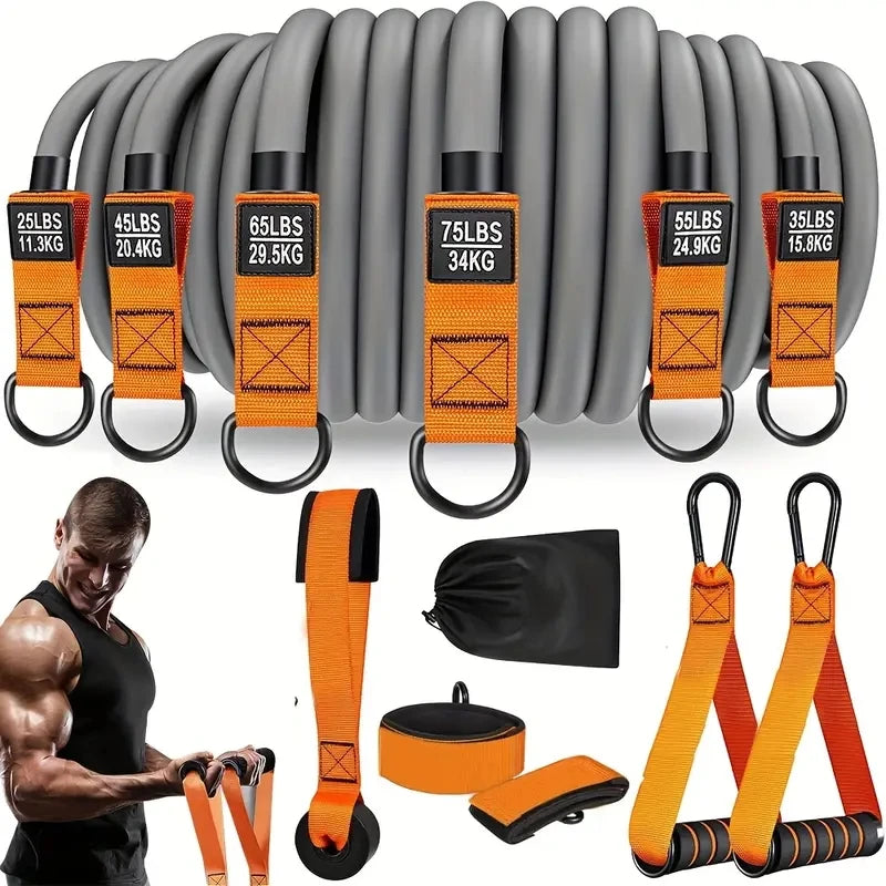 Correia de resistência com alça: usada para treinamento muscular, construção de força, modelagem corporal, ioga, equipamentos de ginástica em casa - natural