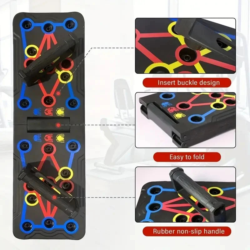 Placa de push-up multifuncional portátil-dispositivo de treinamento de fitness e muscular conjunto de treino em casa dobrável barra de push up resistência