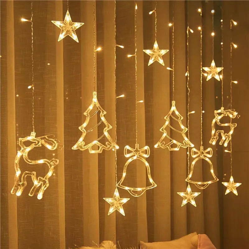 Led guirlanda de natal luzes da corda cortina de fadas luz para casa festa de ano novo casamento decoração do feriado