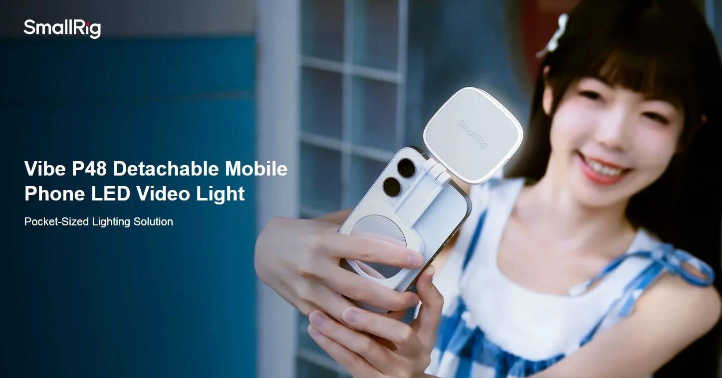 Smallrig vibe p48 telefone selfie luz de bolso luz de preenchimento magnético magsafe para iphone 16 15 14 pro max bi-color led iluminação de vídeo