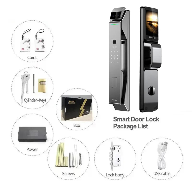 Fechadura inteligente com impressão digital, fechadura para porta de entrada sem chave, fechadura inteligente para porta frontal com código - fechadura inteligente com controle por aplicativo