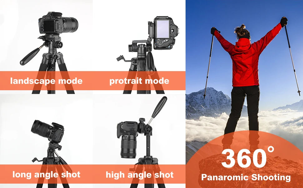 Zomei Q188 188cm Acessórios de fotografia profissional câmera de vídeo tripé DSLR para telefone com suporte para telefone