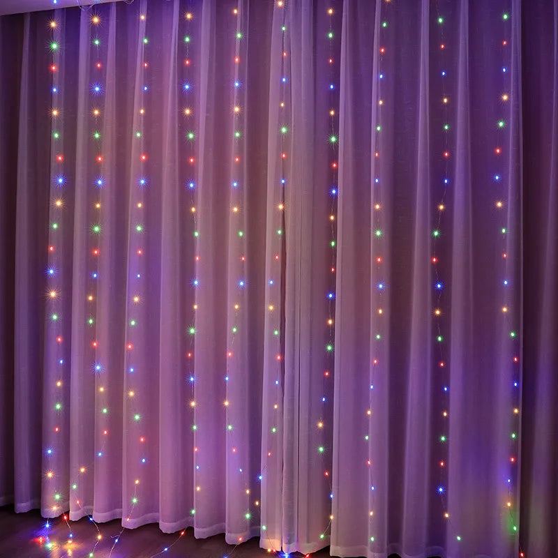 3/4/6m cortina led luzes da corda guirlanda usb festão controle remoto luzes da guirlanda de fadas decoração natal para o quarto casa