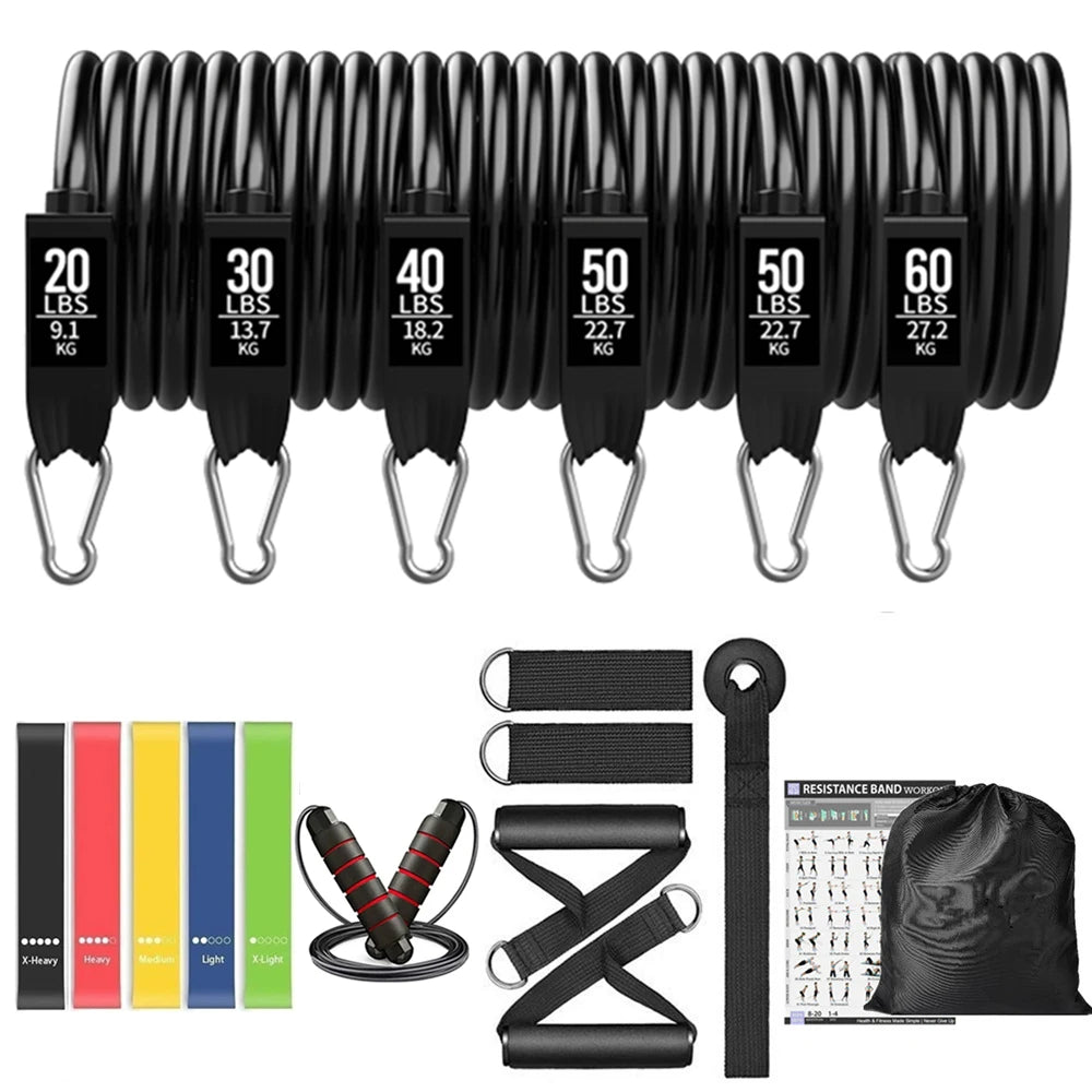 Barra de treino faixas de resistência de fitness conjunto pilates yoga puxar corda exercício treinamento expansor equipamentos ginásio para musculação em casa