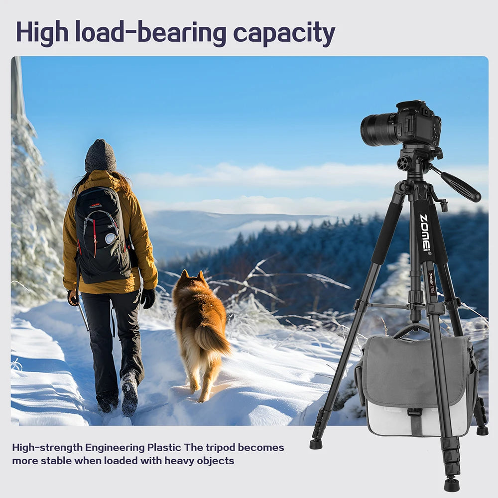 Zomei Q188 188cm Acessórios de fotografia profissional câmera de vídeo tripé DSLR para telefone com suporte para telefone