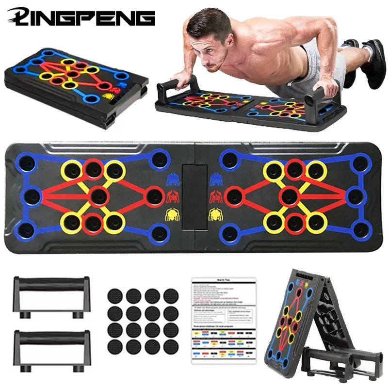 Placa de push-up multifuncional portátil-dispositivo de treinamento de fitness e muscular conjunto de treino em casa dobrável barra de push up resistência