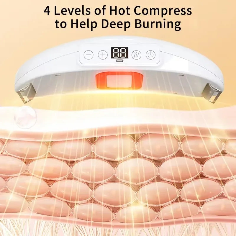 Massageador elétrico de agitação de barriga, portátil, sem fio, cinto de massagem abdominal, com vibração, vários modos, queimador de gordura aquecido