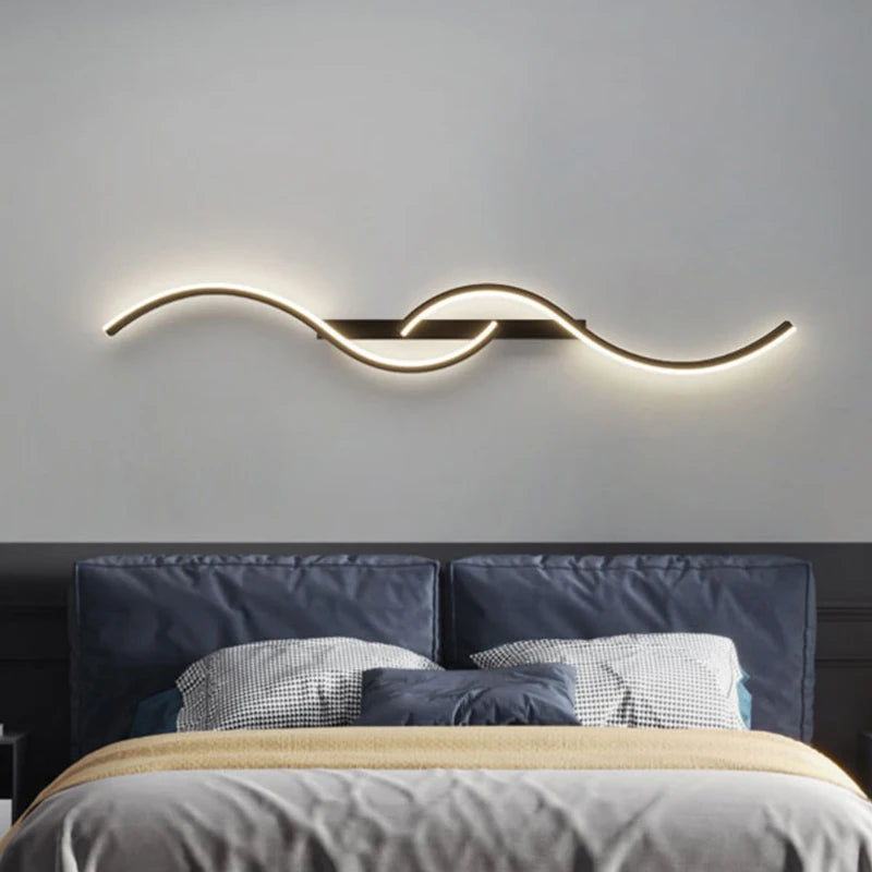 Moderna lâmpada de parede led minimalista luz led quarto cabeceira longa tira arandelas sala estar sofá casa luminária interior