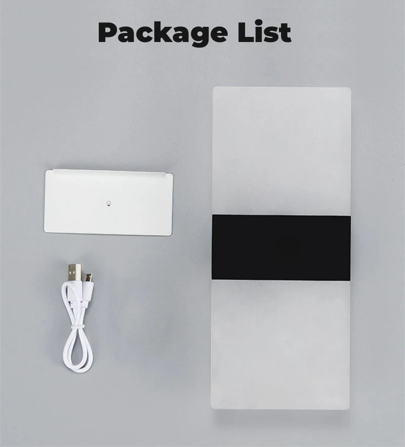 Interruptor do sensor de toque conduziu a lâmpada parede usb recarregável sem fio acrílico escada luz da noite quarto corredor cozinha arandela iluminação