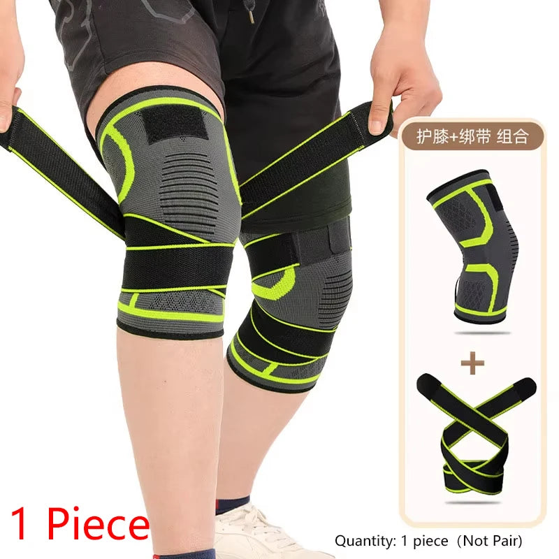 Joelheira de 1 peça, joelheira esportiva de nylon, corrida, fitness, levantamento de peso, ciclismo, basquete, ao ar livre, compressão de articulação do joelho