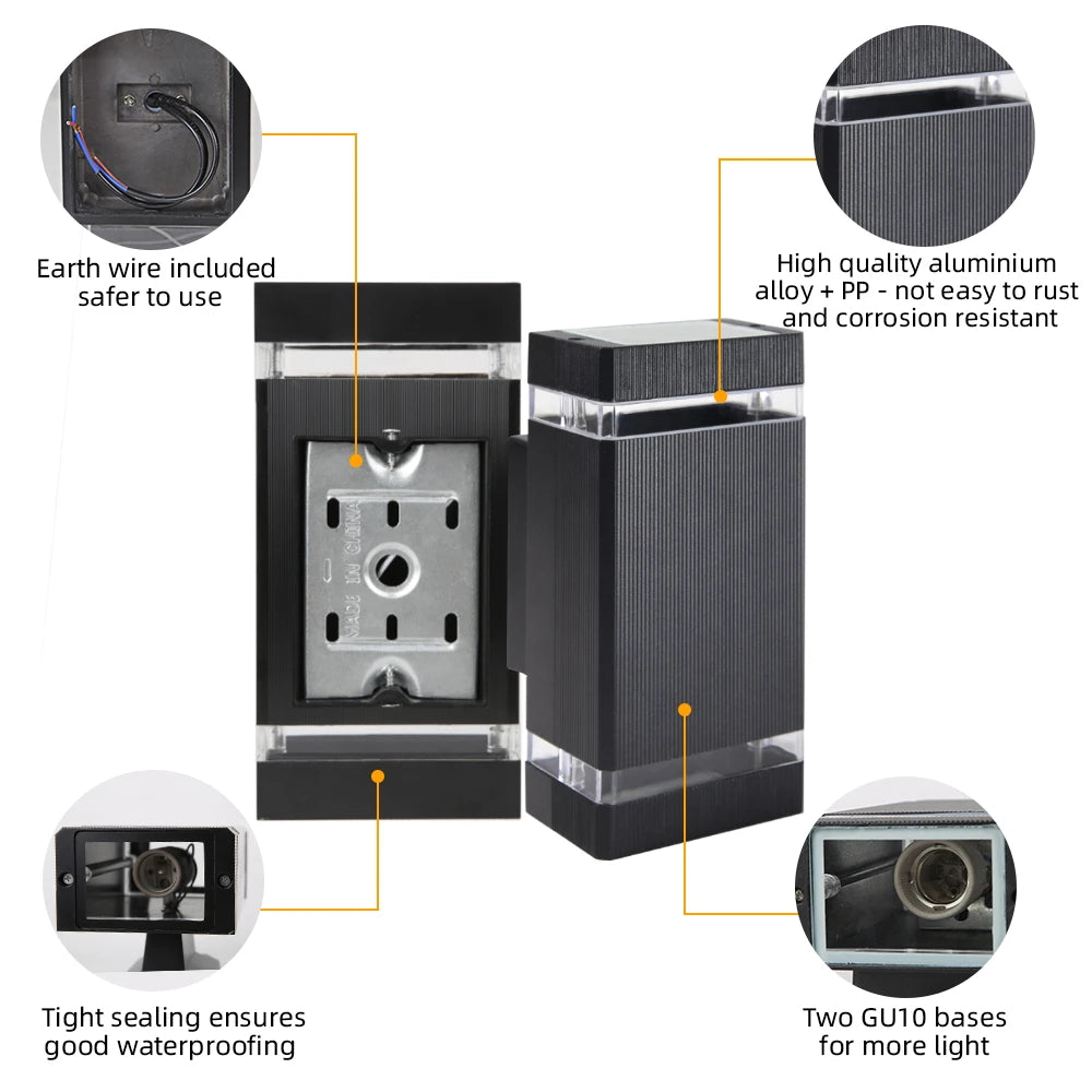 Led luzes de parede ao ar livre e27 para cima para baixo arandela exterior ip65 à prova dip65 água led arandela lâmpada para varanda porta da frente jardim lâmpada parede
