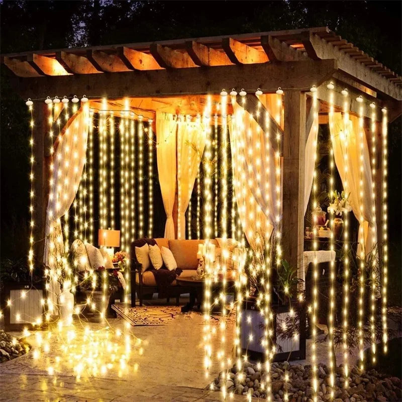 Feriado led cortina de luz corda usb alimentado 8 modos natal ano novo festa luzes casa casamento aniversário decoração do quarto estética